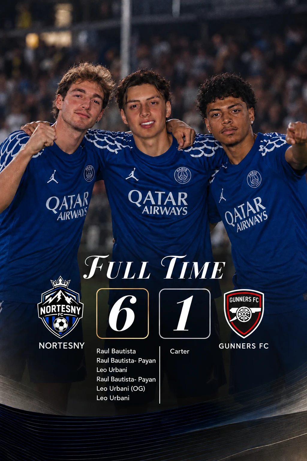Imagen del club con tres jugadores celebrando